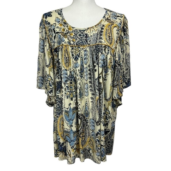 Maurice’s Women’s Pullover Boho Peasant Top Sz 2X Multi Colors Flutter Sleeves - Picture 1 of 16